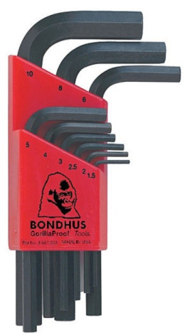 BONDHUS zestaw kluczy imbusów krótkich 9-sztukowy (1,5-10mm)