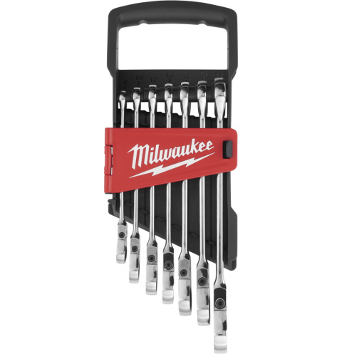 Milwaukee zestaw kluczy płasko-oczkowych MAXBITE z ruchomą główką grzechotki 7 szt.
