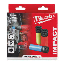 Milwaukee zestaw nasadek 1/2" 17, 19 i 21 mm do felg alu.
