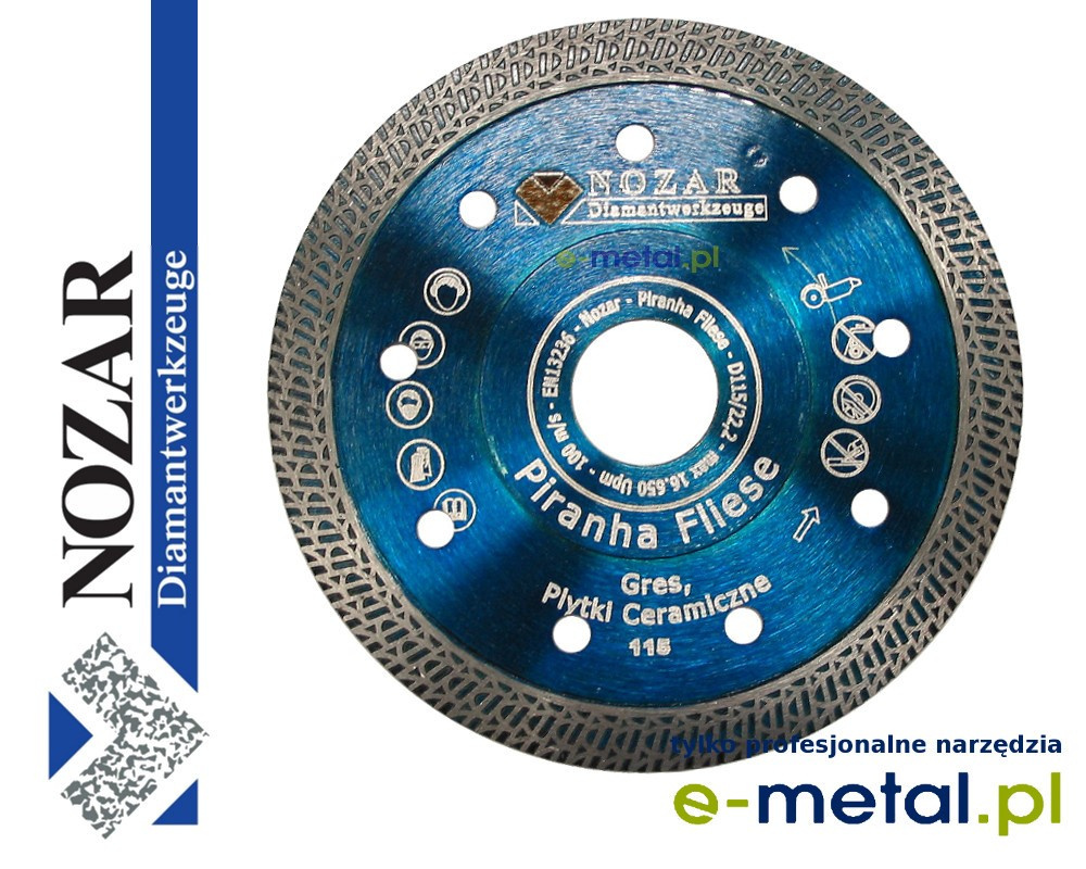 NOZAR 115x1,2x22,2 Piranha Fliese Gres Tarcza diamentowa NOZAR 115x1,2x22,2 Piranha Fliese Gres Tarcza diamentowa