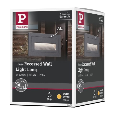 Oprawa elewacyjna LONG 4W 3000K IP44 230V szary / aluminium