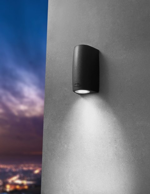 Oprawa elewacyjna MARTA 90-1L FROSTED Fumagalli GU10 LED CCT 4,8W 170 mm 2700K/4000K SET IP55 230V czarny / tworzywo sztuczne