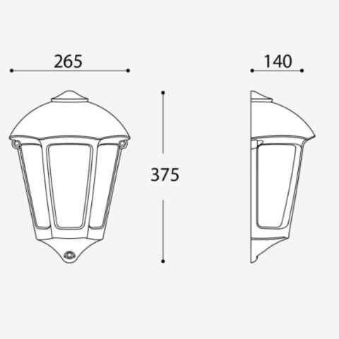 Oprawa elewacyjna kinkiet GIULIO BLACK CLEAR Fumagalli E27 wys.375mm, szer.265A/115 mm IP55 230V czarny / tworzywo sztuczne