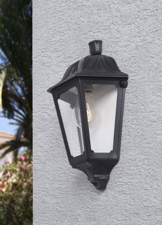 Oprawa elewacyjna kinkiet IESSE BLACK CLEAR Fumagalli E27 wys.350 mm, szer.220 mm IP55 230V czarny / tworzywo sztuczne