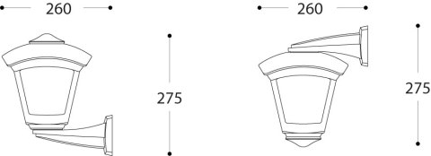 Oprawa elewacyjna kinkiet NARDO/ROBY CLEAR Fumagalli E27 wys.275 mm, szer.260 mm IP55 230V czarny / tworzywo sztuczne
