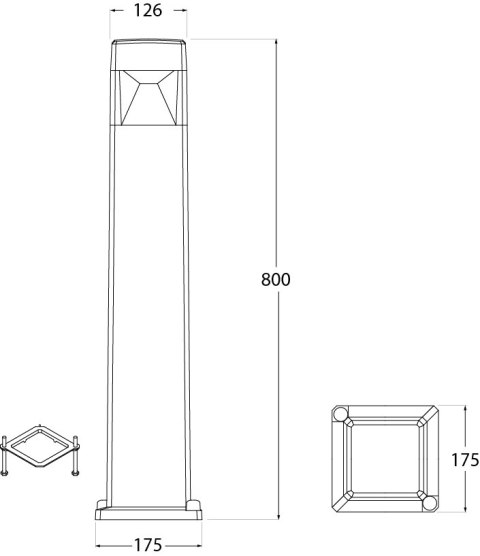 Oprawa ogrodowa ELISA 800 CLEAR Fumagalli GX53 LED CCT 10W 3000K/4000K/6500K SET 800 mm IP55 230V czarny / tworzywo sztuczne