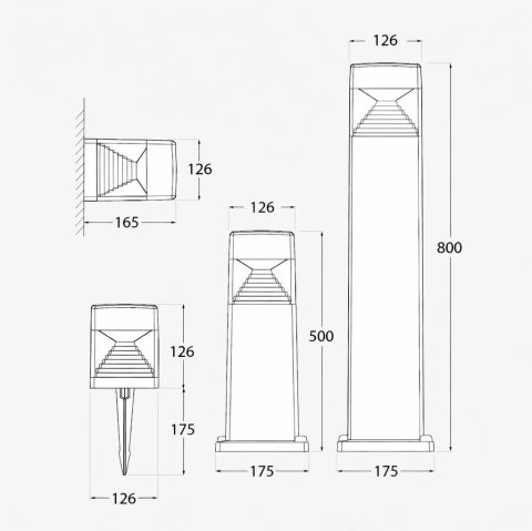 Oprawa ogrodowa ESTER 500 CLEAR Fumagalli GX53 LED CCT 10W 3000K/4000K/6500K SET 500 mm IP55 230V czarny / tworzywo sztuczne