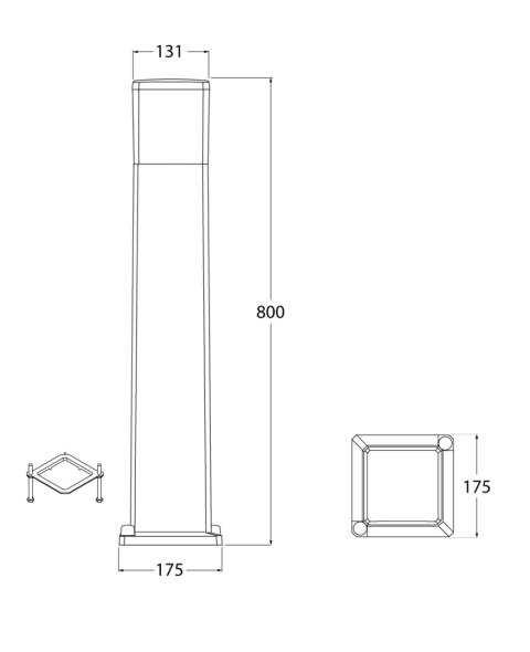 Oprawa ogrodowa VIRGILIO OPAL Fumagalli E27 A60 LED CCT 11W 3000K/4000K/6500K SET 800 mm IP55 230V czarny / tworzywo sztuczne