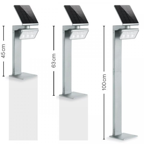 Oprawa ogrodowa solarna z czujnikiem ruchu i zmierzchu STEINEL Xsolar GL-S PIR 1,2,W 150lm 3000K IP44 IK03 srebrna / aluminium