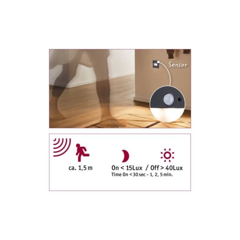 Oprawa przyschodowa EDGE LED czujnik ruchu i zmierzchu kwadrat 1x1,2W 120lm 2700K 230V czarny matowy / tworzywo sztuczne