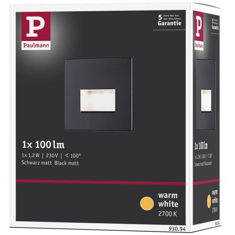 Oprawa przyschodowa EDGE LED kwadrat 1x1,2W 50lm 2700K 230V czarny matowy / tworzywo sztuczne