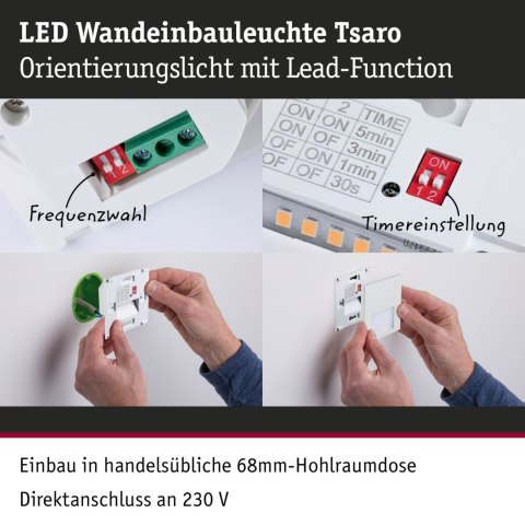 Oprawa przyschodowa TSARO LED czujnik ruchu i zmierzchu kwadrat 1x1,W 80lm 2700K IP20 230V biały matowy / tworzywo sztuczne