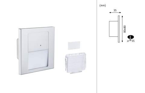 Oprawa przyschodowa TSARO LED czujnik ruchu i zmierzchu kwadrat 1x1,W 80lm 2700K IP20 230V chrom matowy / tworzywo sztuczne