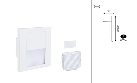 Oprawa przyschodowa TSARO LED kwadrat 1x1,W 80lm 2700K IP20 230V biały matowy / tworzywo sztuczne