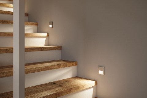 Oprawa przyschodowa TSARO LED kwadrat 1x1,W 80lm 2700K IP20 230V chrom matowy / tworzywo sztuczne
