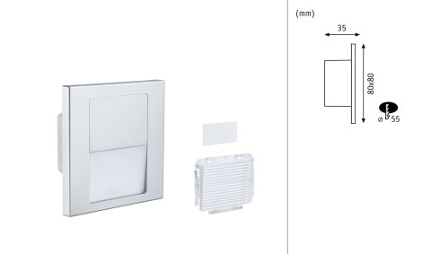 Oprawa przyschodowa TSARO LED kwadrat 1x1,W 80lm 2700K IP20 230V chrom matowy / tworzywo sztuczne