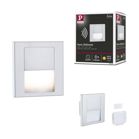 Oprawa przyschodowa TSARO LED kwadrat 1x1,W 80lm 2700K IP20 230V chrom matowy / tworzywo sztuczne