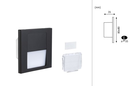 Oprawa przyschodowa TSARO LED kwadrat 1x1,W 80lm 2700K IP20 230V czarny matowy / tworzywo sztuczne