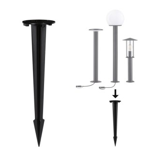 Podstawa grot / szpilka wbijana do lamp ogrodowych 40cm okrągła metalowa