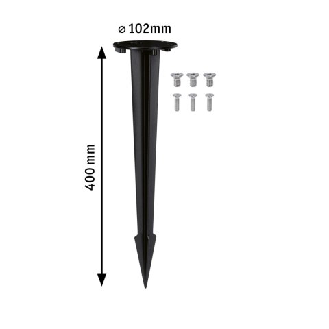 Podstawa grot / szpilka wbijana do lamp ogrodowych 40cm okrągła metalowa