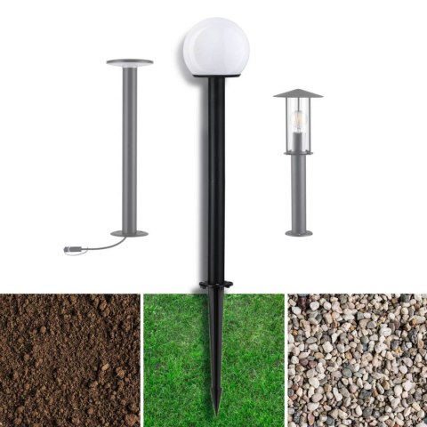 Podstawa grot / szpilka wbijana do lamp ogrodowych 40cm okrągła metalowa