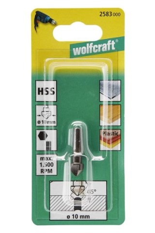 Pogłębiacz 10 mm Wolfcraft - HSS, trzpień 6-kąt