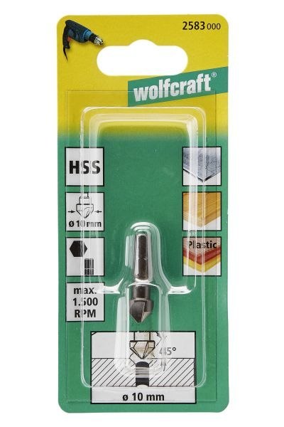 Pogłębiacz 10 mm Wolfcraft - HSS, trzpień 6-kąt