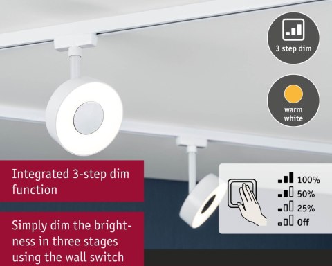 Reflektor na szynoprzewód URail CIRCLE LED 3StepDim 5W 210lm 3000K 230V biały RAL9003 / metal