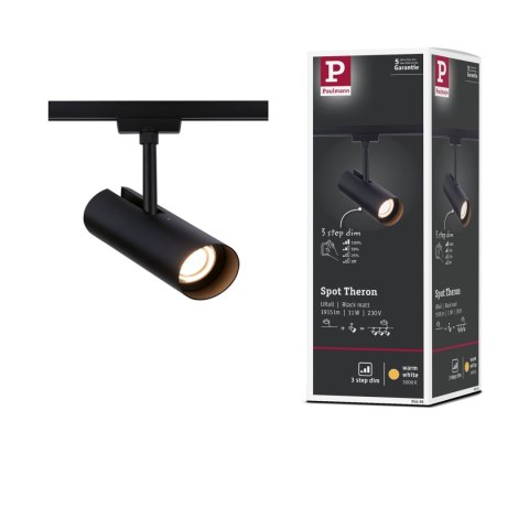 Reflektor na szynoprzewód URail THERON LED 3-STEP DIM 11W 1020lm 3000K 230V czarny matowy / tworzywo sztuczne