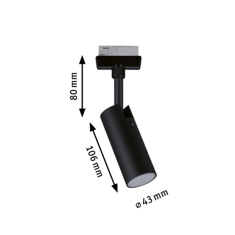 Reflektor na szynoprzewód URail TUBO LED 5W 234lm 4000K 230V czarny matowy/ metal