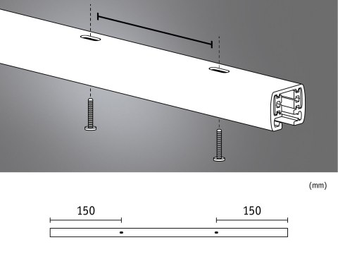 Szynoprzewód URail system 0,5m 230V chrom mat / metal