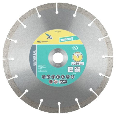 Tarcza diamentowa 230 do cięcia uniwersalna PRO, wolfcraft