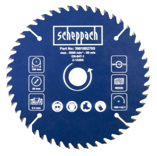 Tarcza tnąca Scheppach do PL55 fi 160 x 20 x 2,4 mm 24 zęby