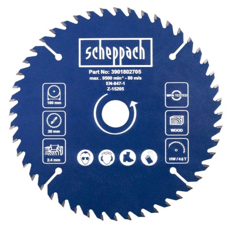 Tarcza tnąca Scheppach do PL55 fi 160 x 20 x 2,4 mm 24 zęby