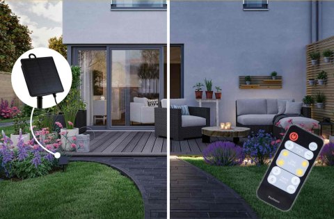 Taśma zewnętrzna LED solar 5m 3,2W DIM RGB 22lm/m czujnik zmierzchu pilot 5V IP44 czarny / tworzywo sztuczne