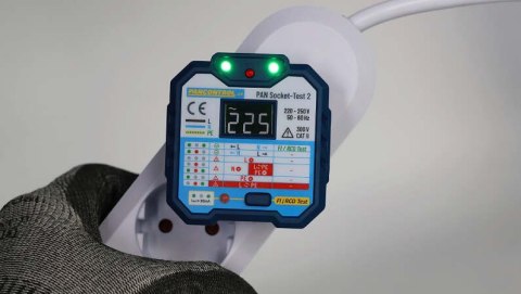 Tester gniazdek PANSOCKET-TEST-2 RCD 30 mA KAT II 300 V 90-250V