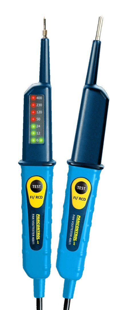 Tester napięcia 2-biegunowy PAN VOLTTESTER 400 FI wskaźnik LED 6-400 V AC/DC / RCD 30mA / bezbateryjny / wkręcane końcówki