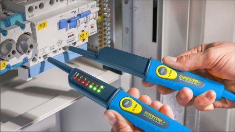 Tester napięcia 2-biegunowy PAN VOLTTESTER 400 FI wskaźnik LED 6-400 V AC/DC / RCD 30mA / bezbateryjny / wkręcane końcówki