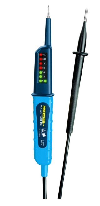 Tester napięcia 2-biegunowy PAN VOLTTESTER 400 wskaźnik LED 6-400 V AC/DC KAT III 400V bezbateryjny / przykręcane tulejki