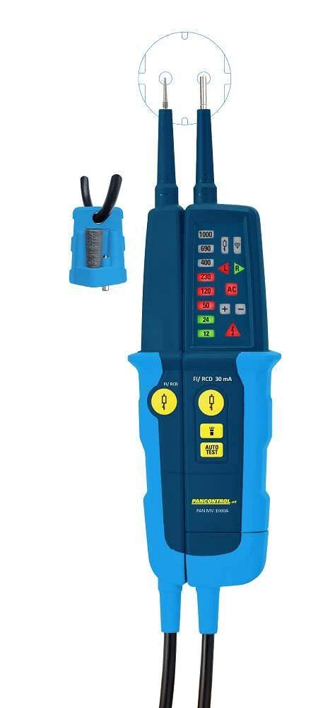 Tester napięcia ciągłosci PANMV-1000A wskaźnik LED 12-1000 V AC/DC RCD 30mA