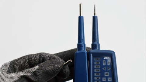 Tester napięcia / ciągłości PANMV-1000AD LED LCD 12-1000 V AC/DC kolejnośc faz RCD 30mA dokręcane końcówki