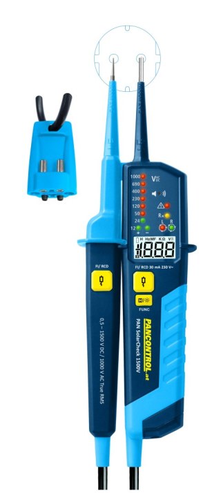 Tester napięcia i ciągłości obwodu PAN SOLARCHECK 1500V LED i LCD - 1000 V AC / 1500 V DC / wskaźnik kolejności faz / test (RC