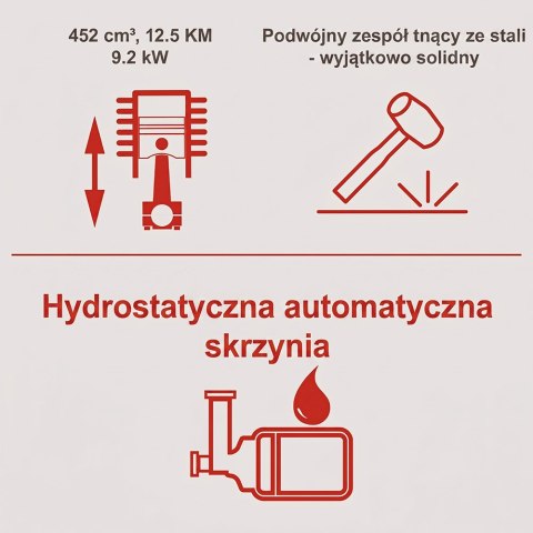 Traktorek ogrodowy 98 cm hydrostat 12,5 KM traktor TMR452-98H RD Scheppach 59112112903