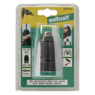 Uchwyt wiertarski szybkomocujący 1,5 - 13 mm Wolfcraft - 10 (3/8) - 24