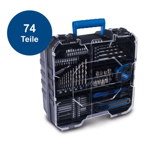Wiertarko-wkrętarka w walizce bateria 2 Ah ładowarka 2,4 A akcesoria C-DTB74/1-X 20 V IXES Scheppach