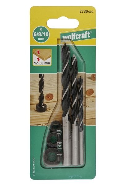 Wiertła do połączeń kołkowych 6, 8, 10 mm Wolfcraft [3 szt.]