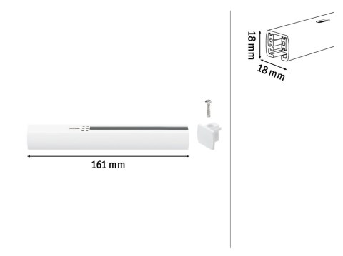 Zasilanie końcowe systemu URail max.1000W 230V biały RAL9003 / tworzywo sztuczne