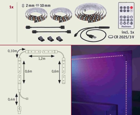 Zestaw taśma LED TV65 cali USB pilot Dynamic Rainbow RGB 4W 5V czarny