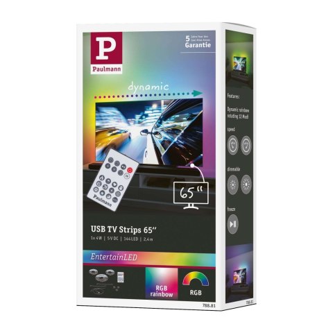 Zestaw taśma LED TV65 cali USB pilot Dynamic Rainbow RGB 4W 5V czarny