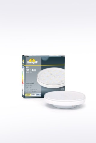 Źródło światła Fumagalli LED CCT GX53 3W 3000K/4000K/6500K mleczna 230V biały / tworzywo sztuczne